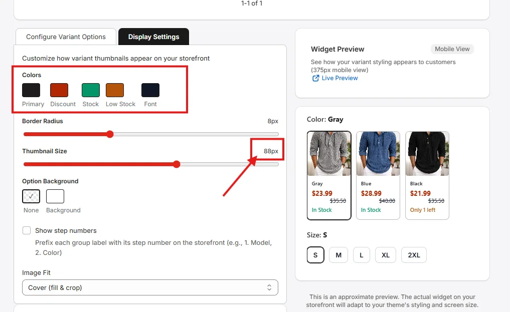 Display settings