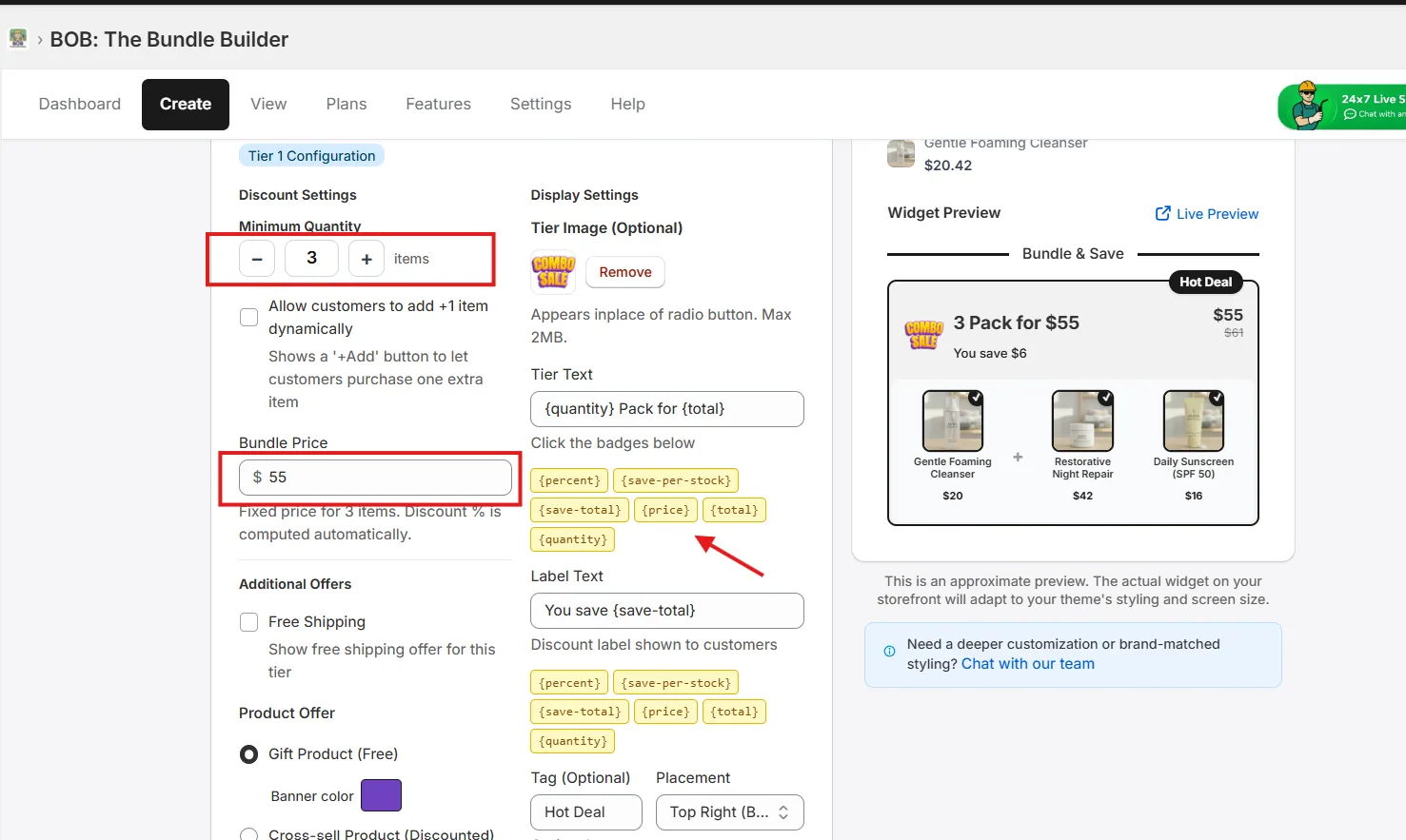 Configure quantity tiers